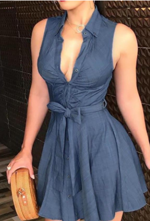 Floral V-Neck Tie-Waist Dress