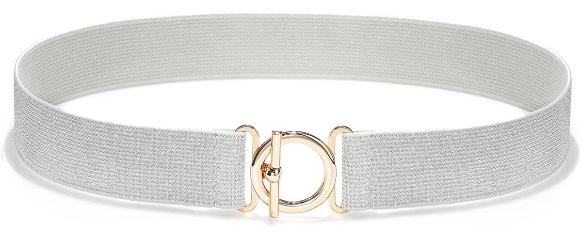 Glamorstar Elastic Belts for Women Skinny Stretchy Waist Belts for Dresses Silver Gold Buckle 75cm/30in