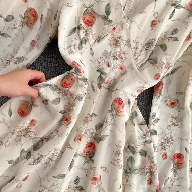 Vintage Floral Print V-Neck Women's Jumpsuit PL465