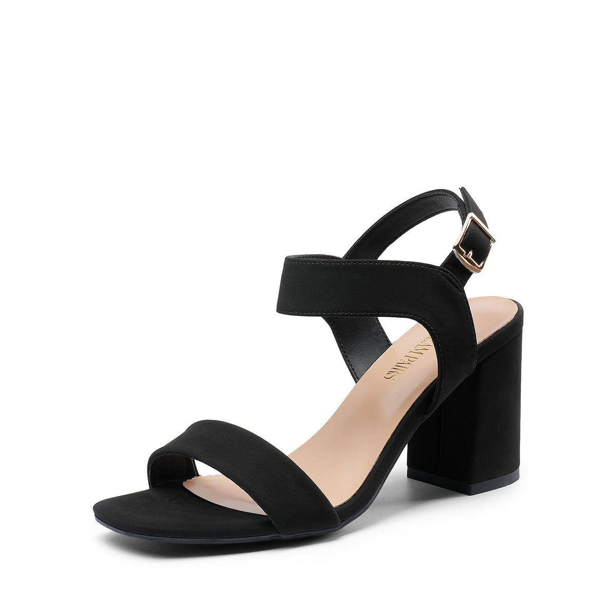 DREAM PAIRS Womens High Chunky Heels Square Toe Block Ankle Strap Dress Comfort SandalsSize 6.5Black-NubuckSDHS2359W